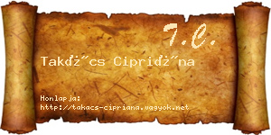 Takács Cipriána névjegykártya